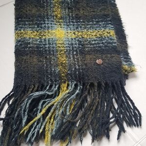 Camel Active Plaid Fringe Scarf Wrap